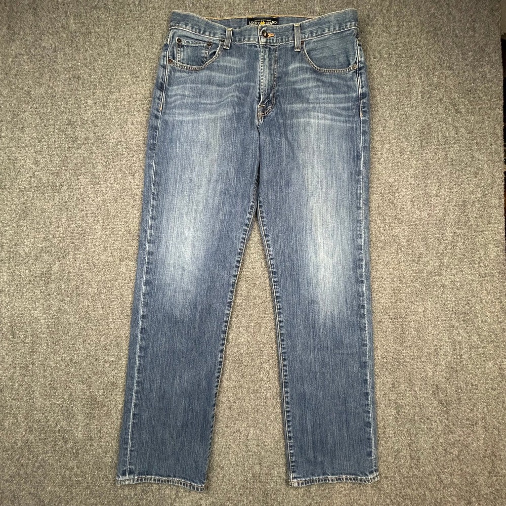 Lucky Brand 481 Relaxed Straight Jeans Mens 34x32 Blue Denim Medium Wash